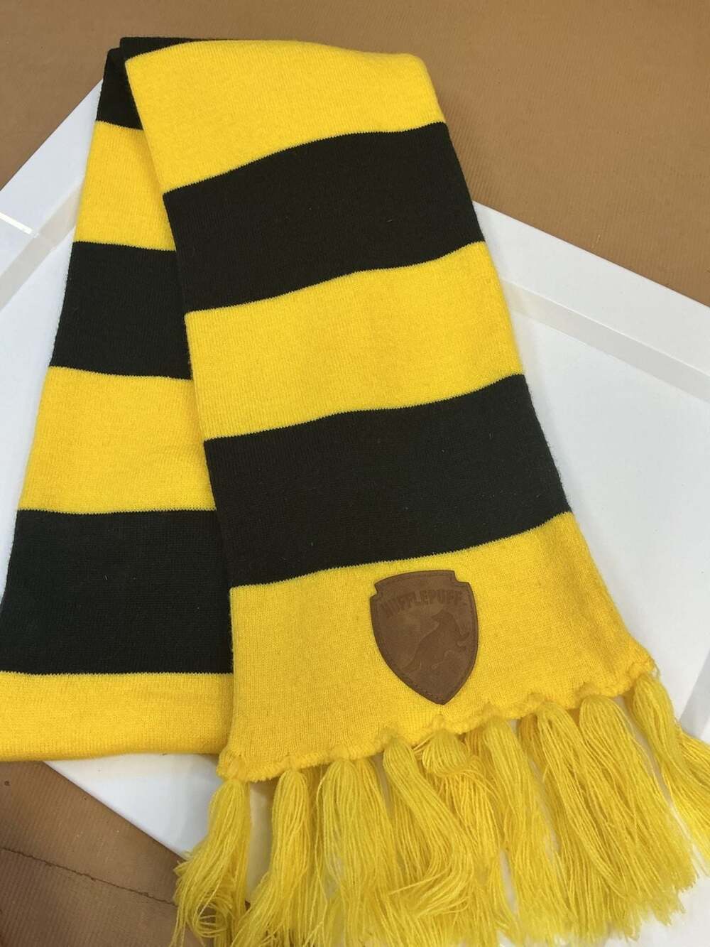 Harry Potter Hufflepuff House Yellow and Black Striped Knit Scarf